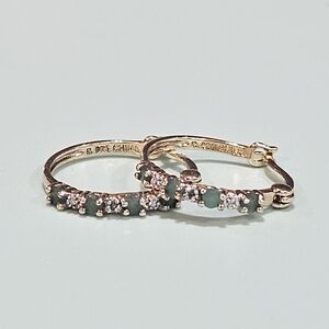 Vintage Jade and Diamond Hoop Earrings